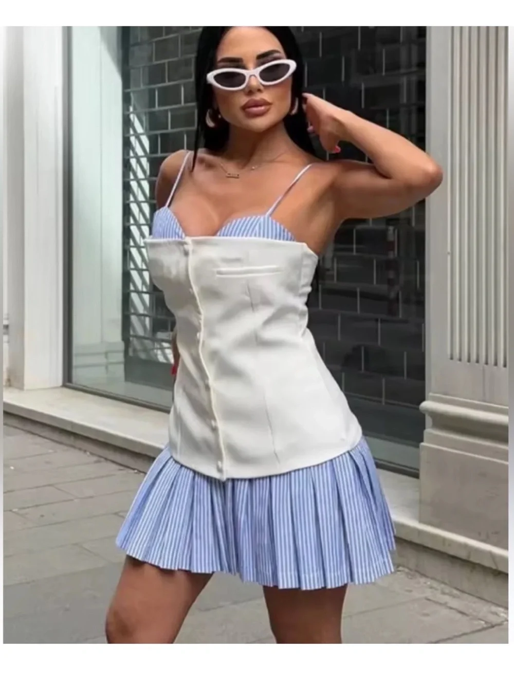 ZARA COMBINATION SHORT POPLIN DRESS